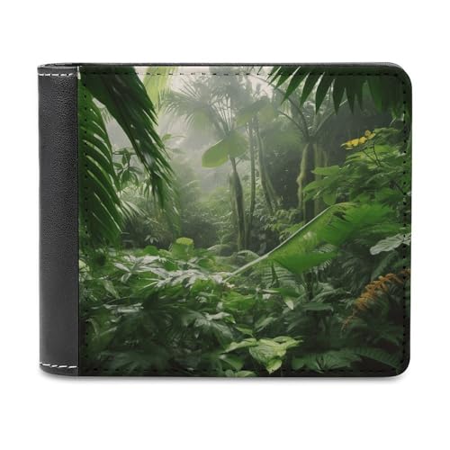 YJWANDL PU Leder Geldbörse, Tropischer Regenwald Druck Geldbörse mit mehreren Steckplätzen Bifold Wallet Travel Wallet Modern Wallet Elegant Wallet Stil One Size Minimalistisch, Stil:, Einheitsgröße, von YJWANDL