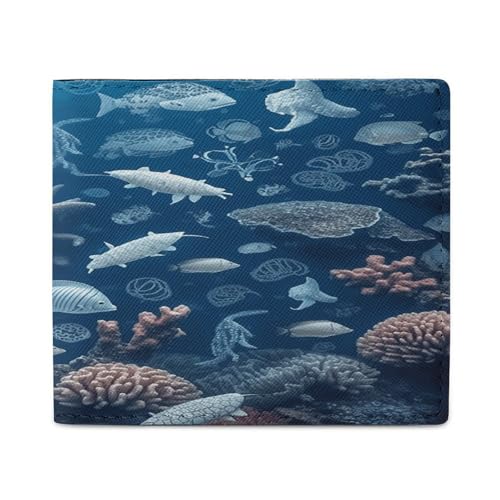 YJWANDL PU Leder Geldbörse, Unterwasser Marine Life Print Wallet mit mehreren Steckplätzen Bifold Wallet Travel Wallet Modern Wallet Elegant Wallet Stil One Size Minimalistisch, Stil:, Einheitsgröße, von YJWANDL