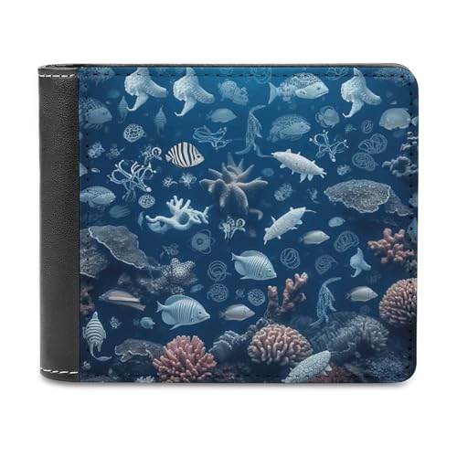 YJWANDL PU Leder Geldbörse, Unterwasser Marine Life Print Wallet mit mehreren Steckplätzen Bifold Wallet Travel Wallet Modern Wallet Elegant Wallet Stil One Size Minimalistisch, Stil:, Einheitsgröße, von YJWANDL