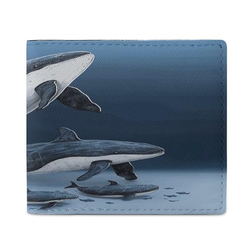 YJWANDL PU Leder Geldbörse, Walfamilie Druck Geldbörse mit mehreren Steckplätzen Bifold Wallet Travel Wallet Modern Wallet Elegant Wallet Stil One Size Minimalistisch, Stil:, Einheitsgröße, von YJWANDL