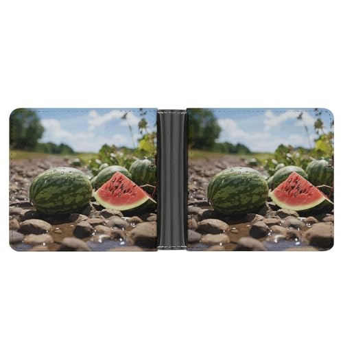 YJWANDL PU Leder Geldbörse, Wassermelone auf dem Boden Druck Geldbörse mit mehreren Steckplätzen Bifold Wallet Travel Wallet Modern Wallet Elegant Wallet Stil One Size Minimalistisch, Stil:, von YJWANDL