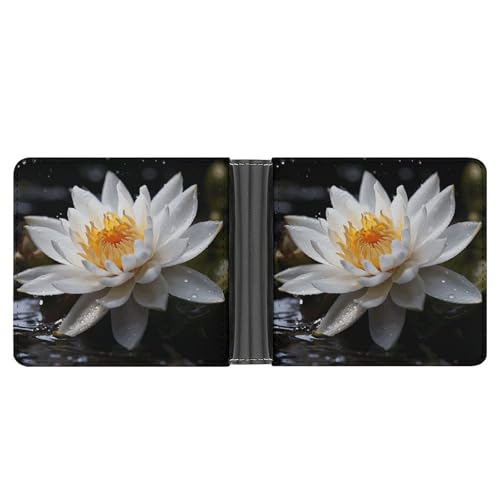 YJWANDL PU Leder Geldbörse, Weiß Lotus Print Wallet mit mehreren Steckplätzen Bifold Wallet Travel Wallet Modern Wallet Elegant Wallet Stil One Size Minimalistisch, Stil:, Einheitsgröße, von YJWANDL