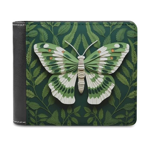 YJWANDL PU Leder Geldbörse, Weiß Moth Print Wallet mit mehreren Steckplätzen Bifold Wallet Travel Wallet Modern Wallet Elegant Wallet Stil One Size Minimalistisch, Stil:, Einheitsgröße, Minimalistisch von YJWANDL