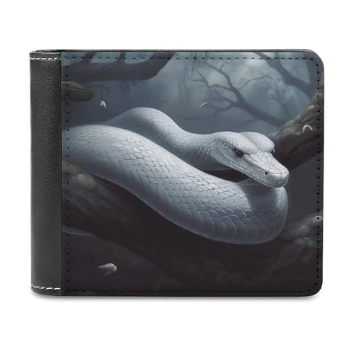 YJWANDL PU Leder Geldbörse, Weiß Schlangendruck Geldbörse mit mehreren Steckplätzen Bifold Wallet Travel Wallet Modern Wallet Elegant Wallet Stil One Size Minimalistisch, Stil:, Einheitsgröße, von YJWANDL