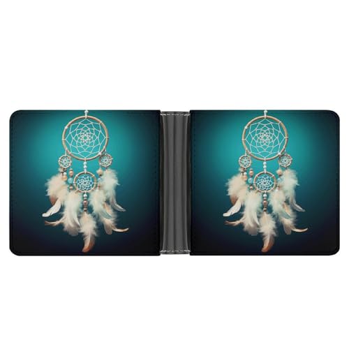 YJWANDL PU Leder Geldbörse, Weiß Traumfänger Feder Druck Geldbörse mit mehreren Steckplätzen Bifold Wallet Travel Wallet Modern Wallet Elegant Wallet Stil One Size Minimalistisch, Stil:, von YJWANDL