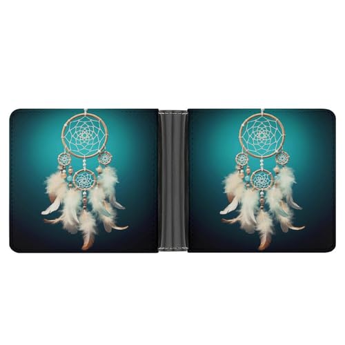 YJWANDL PU Leder Geldbörse, Weiß Traumfänger Feder Druck Geldbörse mit mehreren Steckplätzen Bifold Wallet Travel Wallet Modern Wallet Elegant Wallet Stil One Size Minimalistisch, Stil:, von YJWANDL