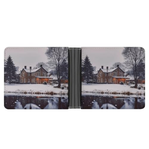 YJWANDL PU Leder Geldbörse, Winter Bauernhaus Druck Geldbörse mit mehreren Steckplätzen Bifold Wallet Travel Wallet Modern Wallet Elegant Wallet Stil One Size Minimalistisch, Stil:, Einheitsgröße, von YJWANDL