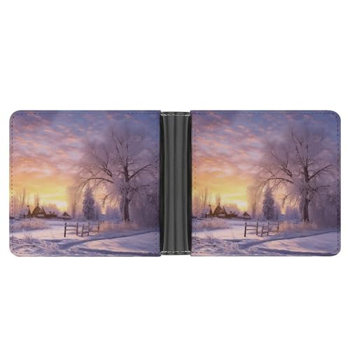 YJWANDL PU Leder Geldbörse, Winter Druck Geldbörse mit mehreren Steckplätzen Bifold Wallet Travel Wallet Modern Wallet Elegant Wallet Stil One Size Minimalistisch, Stil:, Einheitsgröße, Minimalistisch von YJWANDL
