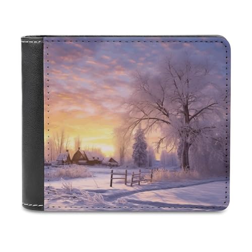 YJWANDL PU Leder Geldbörse, Winter Druck Geldbörse mit mehreren Steckplätzen Bifold Wallet Travel Wallet Modern Wallet Elegant Wallet Stil One Size Minimalistisch, Stil:, Einheitsgröße, Minimalistisch von YJWANDL