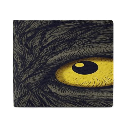 YJWANDL PU Leder Geldbörse, Zwei Gelbe Augen Druck Geldbörse mit mehreren Steckplätzen Bifold Wallet Travel Wallet Modern Wallet Elegant Wallet Stil One Size Minimalistisch, Stil:, Einheitsgröße, von YJWANDL