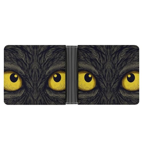 YJWANDL PU Leder Geldbörse, Zwei Gelbe Augen Druck Geldbörse mit mehreren Steckplätzen Bifold Wallet Travel Wallet Modern Wallet Elegant Wallet Stil One Size Minimalistisch, Stil:, Einheitsgröße, von YJWANDL