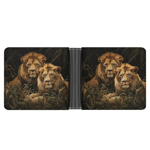 YJWANDL PU Leder Geldbörse, Zwei Löwen Druck Geldbörse mit mehreren Steckplätzen Bifold Wallet Travel Wallet Modern Wallet Elegant Wallet Stil One Size Minimalistisch, Stil:, Einheitsgröße, von YJWANDL