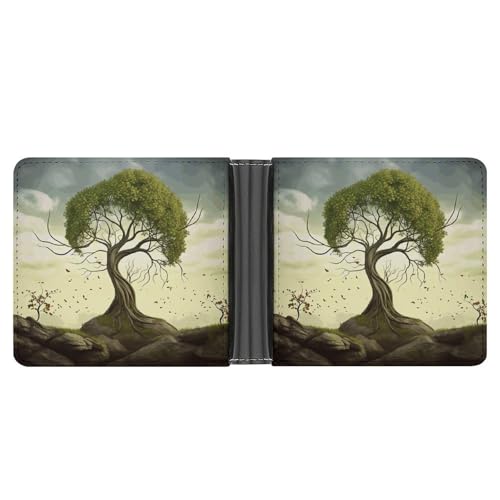 YJWANDL PU Leder Geldbörse Bäume Druck Geldbörse mit mehreren Steckplätzen Bifold Wallet Travel Wallet Modern Wallet Elegant Wallet Stil One Size Minimalistisch, Stil:, Einheitsgröße, Minimalistisch von YJWANDL