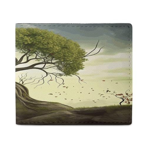 YJWANDL PU Leder Geldbörse Bäume Druck Geldbörse mit mehreren Steckplätzen Bifold Wallet Travel Wallet Modern Wallet Elegant Wallet Stil One Size Minimalistisch, Stil:, Einheitsgröße, Minimalistisch von YJWANDL