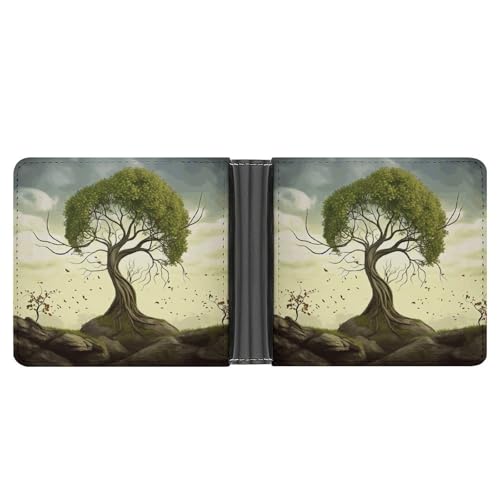 YJWANDL PU Leder Geldbörse Bäume Druck Geldbörse mit mehreren Steckplätzen Bifold Wallet Travel Wallet Modern Wallet Elegant Wallet Stil One Size Minimalistisch, Stil:, Einheitsgröße, Minimalistisch von YJWANDL