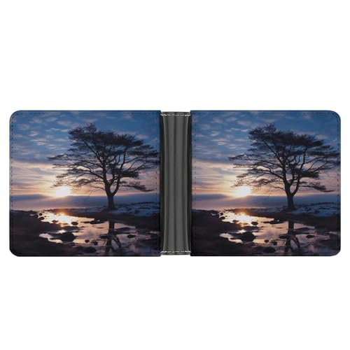 YJWANDL PU Leder Geldbörse Baum Ast Silhouette bei Dämmerung Druck Geldbörse mit mehreren Steckplätzen Bifold Wallet Travel Wallet Modern Wallet Elegant Wallet Stil One Size Minimalistisch, Stil:, von YJWANDL