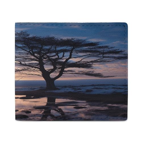 YJWANDL PU Leder Geldbörse Baum Ast Silhouette bei Dämmerung Druck Geldbörse mit mehreren Steckplätzen Bifold Wallet Travel Wallet Modern Wallet Elegant Wallet Stil One Size Minimalistisch, Stil:, von YJWANDL