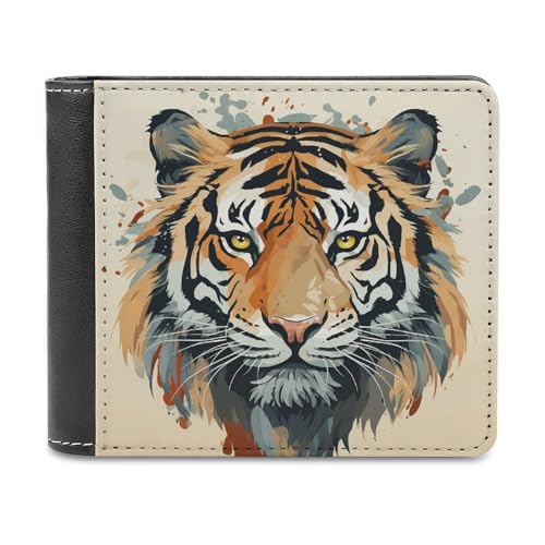 YJWANDL PU Leder Geldbörse Jahr des Tigers Tiger Gesicht Druck Geldbörse mit mehreren Steckplätzen Bifold Wallet Travel Wallet Modern Wallet Elegant Wallet Stil One Size Minimalistisch, Stil:, von YJWANDL