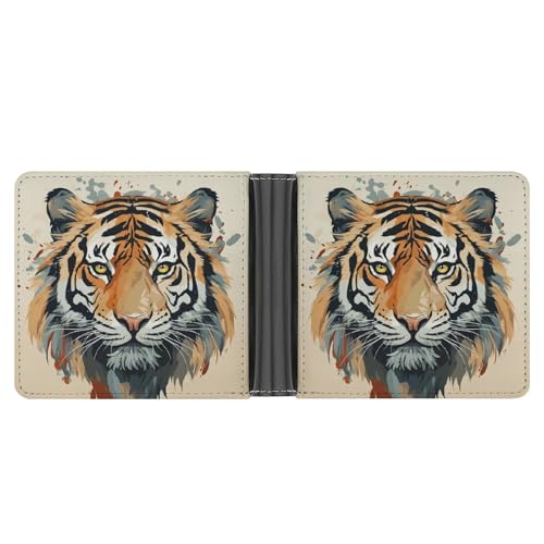 YJWANDL PU Leder Geldbörse Jahr des Tigers Tiger Gesicht Druck Geldbörse mit mehreren Steckplätzen Bifold Wallet Travel Wallet Modern Wallet Elegant Wallet Stil One Size Minimalistisch, Stil:, von YJWANDL