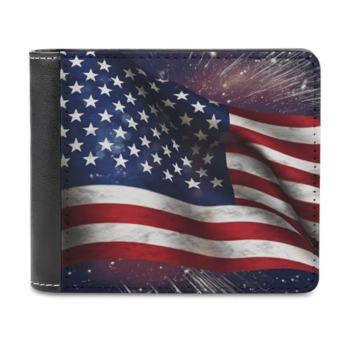 YJWANDL PU Leder Geldbörse USA Flagge Druck Geldbörse mit mehreren Steckplätzen Bifold Wallet Travel Wallet Modern Wallet Elegant Wallet Stil One Size Minimalistisch, Stil:, Einheitsgröße, von YJWANDL