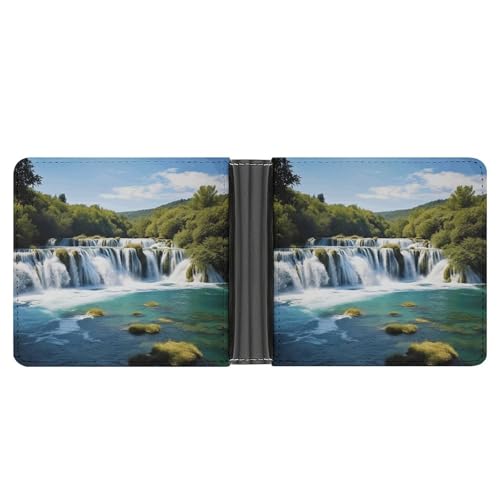 YJWANDL PU Leder Geldbörse Wasserfälle auf Krka River Print Wallet mit mehreren Steckplätzen Bifold Wallet Travel Wallet Modern Wallet Elegant Wallet Stil One Size Minimalistisch, Stil:, von YJWANDL
