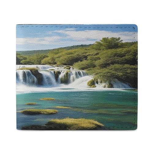 YJWANDL PU Leder Geldbörse Wasserfälle auf Krka River Print Wallet mit mehreren Steckplätzen Bifold Wallet Travel Wallet Modern Wallet Elegant Wallet Stil One Size Minimalistisch, Stil:, von YJWANDL