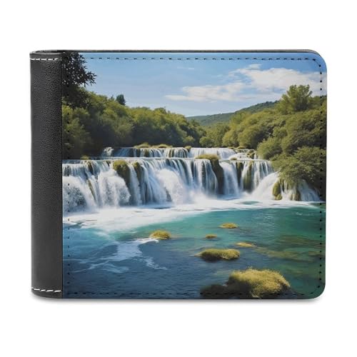 YJWANDL PU Leder Geldbörse Wasserfälle auf Krka River Print Wallet mit mehreren Steckplätzen Bifold Wallet Travel Wallet Modern Wallet Elegant Wallet Stil One Size Minimalistisch, Stil:, von YJWANDL