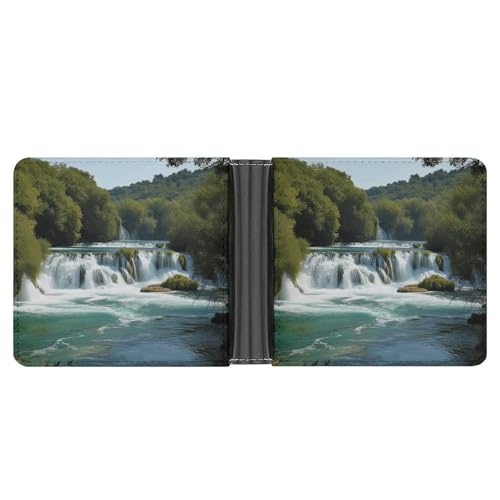 YJWANDL PU Leder Geldbörse Wasserfälle auf Krka River Print Wallet mit mehreren Steckplätzen Bifold Wallet Travel Wallet Modern Wallet Elegant Wallet Stil One Size Minimalistisch, Stil:, von YJWANDL