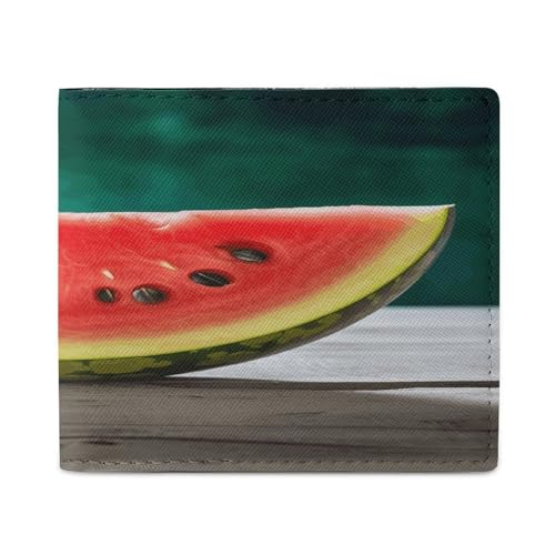YJWANDL PU Leder Geldbörse Wassermelone mit Smiley Druck Geldbörse mit mehreren Steckplätzen Bifold Wallet Travel Wallet Modern Wallet Elegant Wallet Stil One Size Minimalistisch, Stil:, von YJWANDL