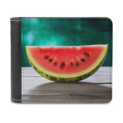 YJWANDL PU Leder Geldbörse Wassermelone mit Smiley Druck Geldbörse mit mehreren Steckplätzen Bifold Wallet Travel Wallet Modern Wallet Elegant Wallet Stil One Size Minimalistisch, Stil:, von YJWANDL