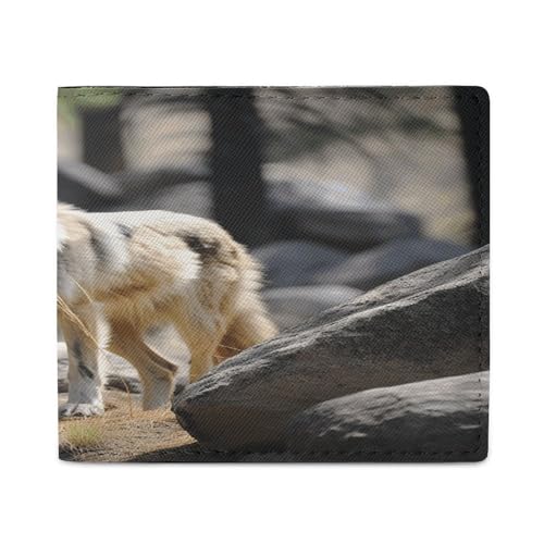 YJWANDL PU Leder Geldbörse Wildlife Wolf Print Geldbörse mit mehreren Steckplätzen Bifold Wallet Travel Wallet Modern Wallet Elegant Wallet Stil One Size Minimalistisch, Stil:, Einheitsgröße, von YJWANDL