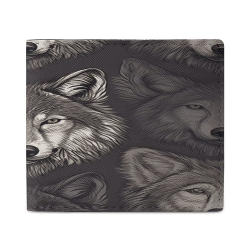 YJWANDL PU Leder Geldbörse Wolfskopf Muster Druck Geldbörse mit mehreren Steckplätzen Bifold Wallet Travel Wallet Modern Wallet Elegant Wallet Stil One Size Minimalistisch, Stil:, Einheitsgröße, von YJWANDL