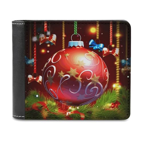 YJWANDL PU Leder Geldbörse Xmas Ball Print Geldbörse mit mehreren Steckplätzen Bifold Wallet Travel Wallet Modern Wallet Elegant Wallet Stil One Size Minimalistisch, Stil:, Einheitsgröße, von YJWANDL