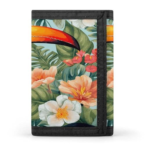YJWANDL Trifold Wallet, Tropical Flower Bird Print Wallet with Multiple Slots Casual Wallet Travel Wallet Modern Wallet Elegant Wallet, Style, One Size, Minimalist, Stil:, Einheitsgröße, von YJWANDL