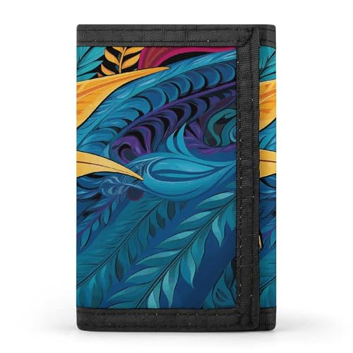YJWANDL Trifold Wallet, Tropical Leaves Pattern for Tribal Design Print Wallet with Multiple Slots Casual Wallet Travel Wallet Modern Wallet Elegant Wallet, Style, One Size, Minimalist, Stil:, von YJWANDL