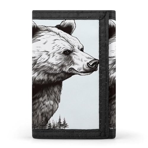 YJWANDL Trifold Wallet, Wildlife Hand Drawn Bear Animal Print Wallet with Multiple Slots Casual Wallet Travel Wallet Modern Wallet Elegant Wallet Style One Size Minimalist, Stil:, Einheitsgröße, von YJWANDL