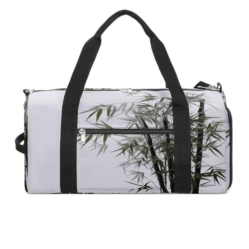 Fitness-Tasche, asiatischer Bambus-Druck, Sporttasche, Reise-Fitness-Tasche, Essentials-Turnbeutel mit Schuhfach, Stil, Einheitsgröße, modern, Stil:, Einheitsgröße, Modern von YJWANDO