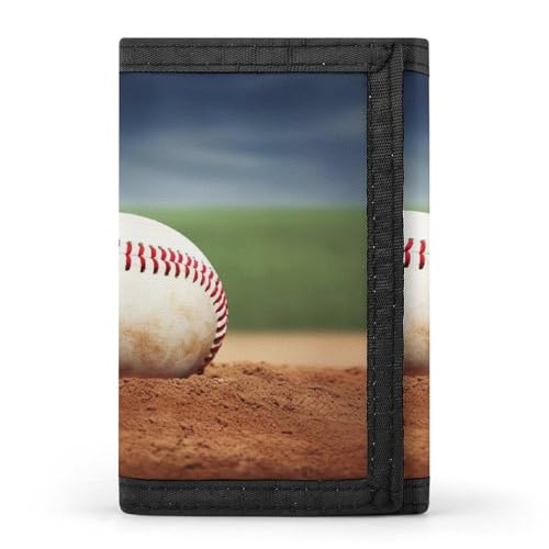 YJWANDO Dreifach gefaltete Brieftasche, Baseball-Druck, Geldbörse mit mehreren Fächern, elegante Geldbörse, praktische Brieftasche, langlebig, moderne Geldbörse, Stil, Einheitsgröße, minimalistisch, von YJWANDO