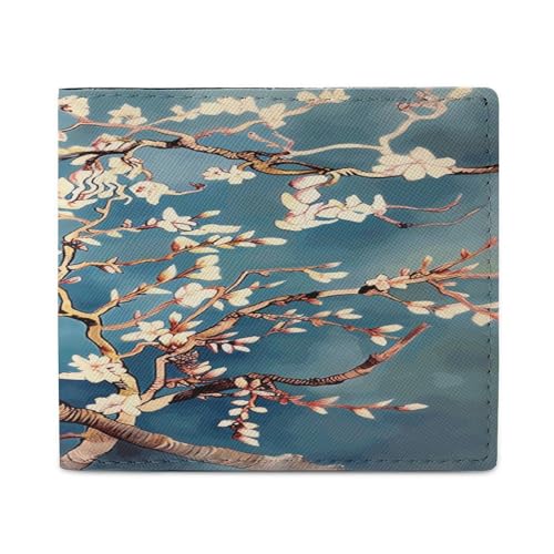 YJWANDO Geldbörse aus PU-Leder, Mandelblüten-Druck, Geldbörse mit mehreren Steckplätzen, elegante Brieftasche, praktische Brieftasche, langlebige Brieftasche, moderne Geldbörse, Stil, Einheitsgröße, von YJWANDO