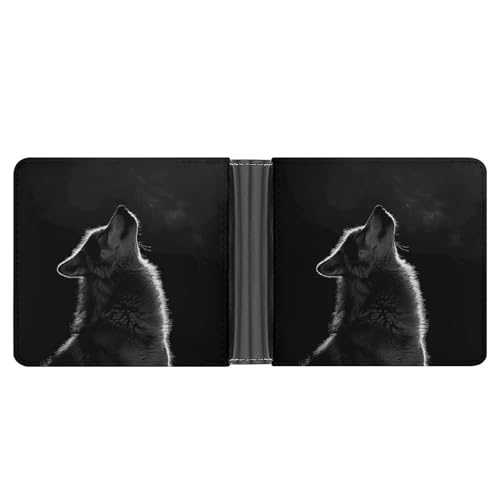 YJWANDO Geldbörse aus PU-Leder, Motiv: Wolf mit Mondmotiv und mehreren Steckplätzen, elegante Brieftasche, praktische Brieftasche, langlebig, modernes Portemonnaie, Stil, Einheitsgröße, YJWANDO Geldbörse aus PU-Leder, Motiv: Wolf mit Mondmotiv und mehreren Steckplätzen, elegante Brieftasche, praktische Brieftasche, langlebig, modernes Portemonnaie, Stil, Einheitsgröße, von YJWANDO