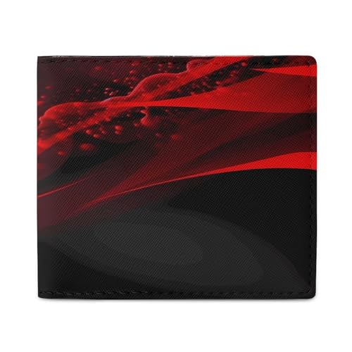YJWANDO Geldbörse aus PU-Leder, Schwarz und Rot mit Aufdruck auf schwarzem und rotem Hintergrund, mit mehreren Steckplätzen, elegante Brieftasche, praktische Brieftasche, langlebige Brieftasche, von YJWANDO