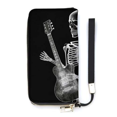 YJWANDO Geldbörse aus PU-Leder, abstraktes Röntgen-Totenkopf-Skelett, spielende Gitarre, moderne Damengeldbörse, lange Geldbörse für Frauen, Handheld-Clutch, Stil, 20 x 10,5 cm, modern, Stil:, YJWANDO Geldbörse aus PU-Leder, abstraktes Röntgen-Totenkopf-Skelett, spielende Gitarre, moderne Damengeldbörse, lange Geldbörse für Frauen, Handheld-Clutch, Stil, 20 x 10,5 cm, modern, Stil:, von YJWANDO