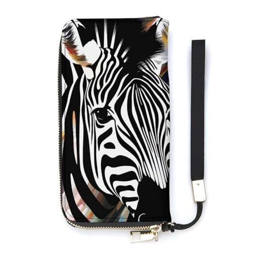 YJWANDO Geldbörse aus PU-Leder, abstraktes Tier-Zebramuster, moderne Damengeldbörse, lange Geldbörse für Frauen, Handheld-Clutch, Stil, 20 x 10,5 cm, modern, Stil:, 20x10.5cm, Modern von YJWANDO