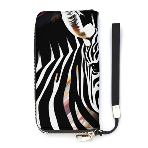 YJWANDO Geldbörse aus PU-Leder, abstraktes Tier-Zebramuster, moderne Damengeldbörse, lange Geldbörse für Frauen, Handheld-Clutch, Stil, 20 x 10,5 cm, modern, Stil:, 20x10.5cm, Modern von YJWANDO
