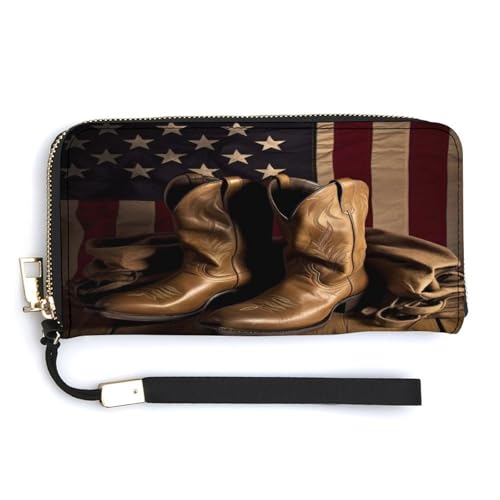 YJWANDO Geldbörse aus PU-Leder, amerikanische Flagge mit Cowboystiefel-Druck, moderne Damengeldbörse, lange Geldbörse für Frauen, Handheld-Clutch, Stil, 20 x 10,5 cm, modern, Stil:, 20.0*10.5cm, YJWANDO Geldbörse aus PU-Leder, amerikanische Flagge mit Cowboystiefel-Druck, moderne Damengeldbörse, lange Geldbörse für Frauen, Handheld-Clutch, Stil, 20 x 10,5 cm, modern, Stil:, 20.0*10.5cm, von YJWANDO