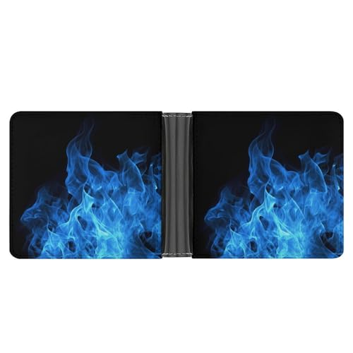 YJWANDO Geldbörse aus PU-Leder, blaue Flamme Druck Geldbörse mit mehreren Steckplätzen, elegante Brieftasche, praktische Brieftasche, langlebige Brieftasche, moderne Geldbörse, Stil, Einheitsgröße, von YJWANDO