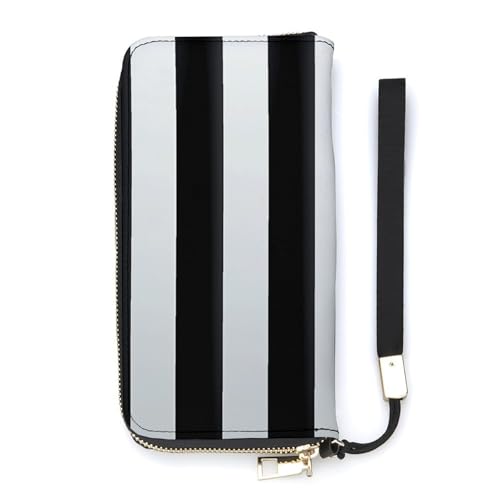 YJWANDO Geldbörse aus PU-Leder, schwarz und weiß gestreift, modern, lange Geldbörse für Damen, Handheld-Clutch, Stil, 20 x 10,5 cm, modern, Stil:, 20x10.5cm, Modern von YJWANDO