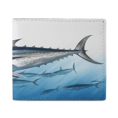 YJWANDO PU Leder Geldbörse, Bluefin Thunfisch Thunnus Print Wallet mit mehreren Steckplätzen Elegante Brieftasche Praktische Brieftasche Langlebige Brieftasche Moderne Brieftasche Stil One Size von YJWANDO