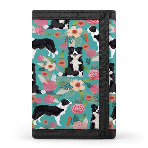 YJWANDO Trifold Wallet, Border Collie Florals Print Wallet with Multiple Slots Elegant Wallet Convenient Wallet Durable Wallet Modern Wallet, Style, One Size, Minimalist, Stil:, Einheitsgröße, YJWANDO Trifold Wallet, Border Collie Florals Print Wallet with Multiple Slots Elegant Wallet Convenient Wallet Durable Wallet Modern Wallet, Style, One Size, Minimalist, Stil:, Einheitsgröße, von YJWANDO