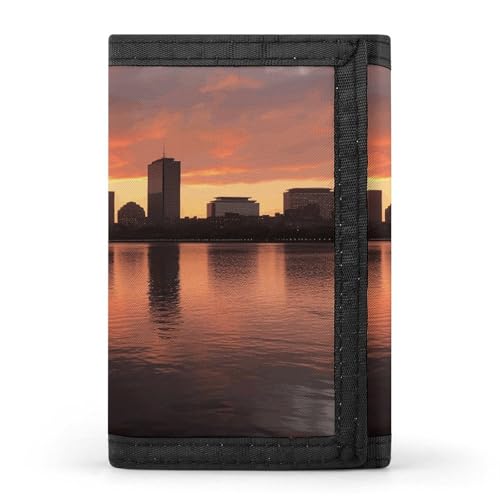 YJWANDO Trifold Wallet, Boston Charles River City Skyline Sunset Print Wallet with Multiple Slots Elegant Wallet Convenient Wallet Durable Wallet Modern Wallet Style One Size Minimalist, Stil:, von YJWANDO